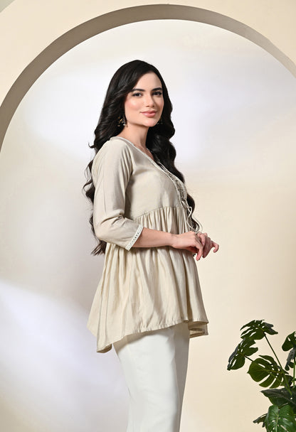 Cream Embroidered Tunic