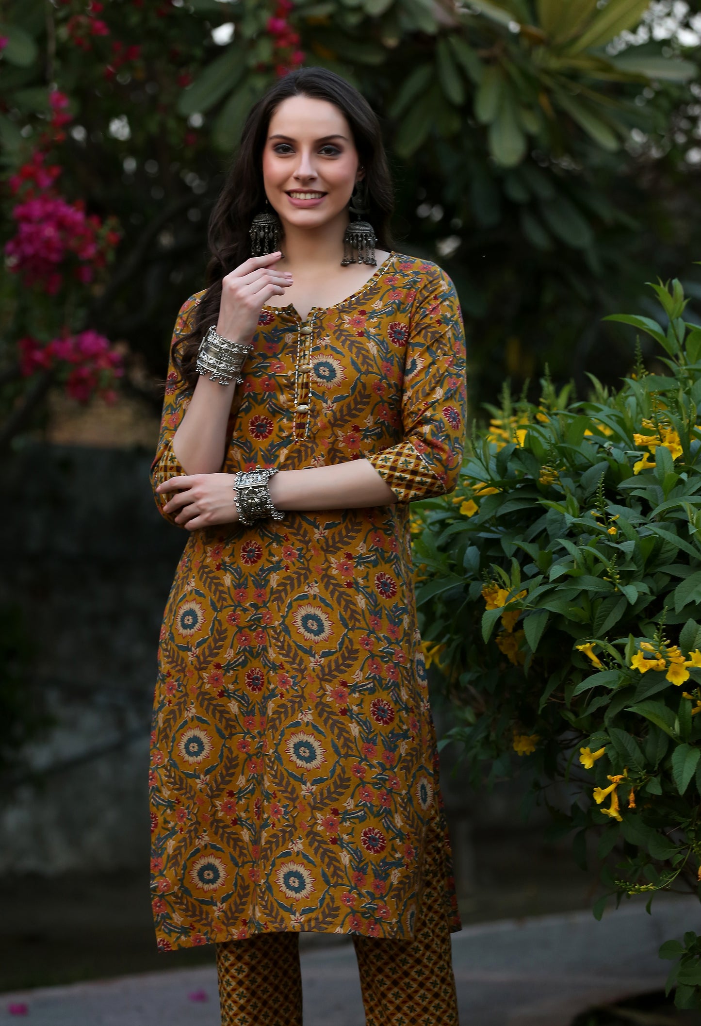 Evergreen Mustard Kurta pant Set