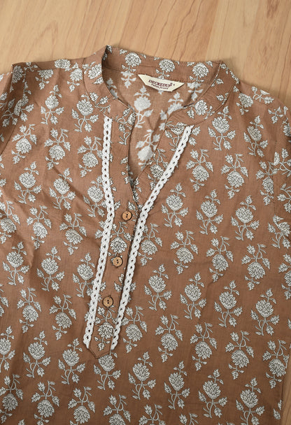 Mandarin Collar Printed Tunic