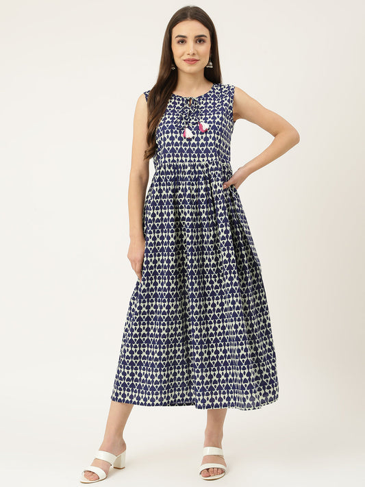 Blue A-Line Pocket Dress
