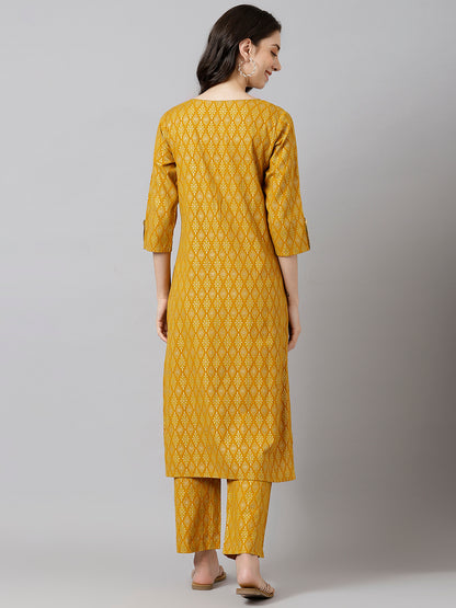 Musturd Gold Printed Straight Kurta