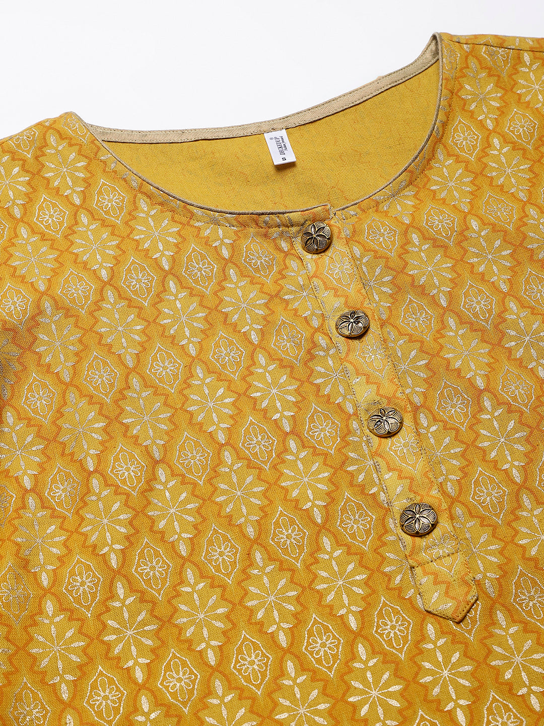 Musturd Gold Printed Straight Kurta