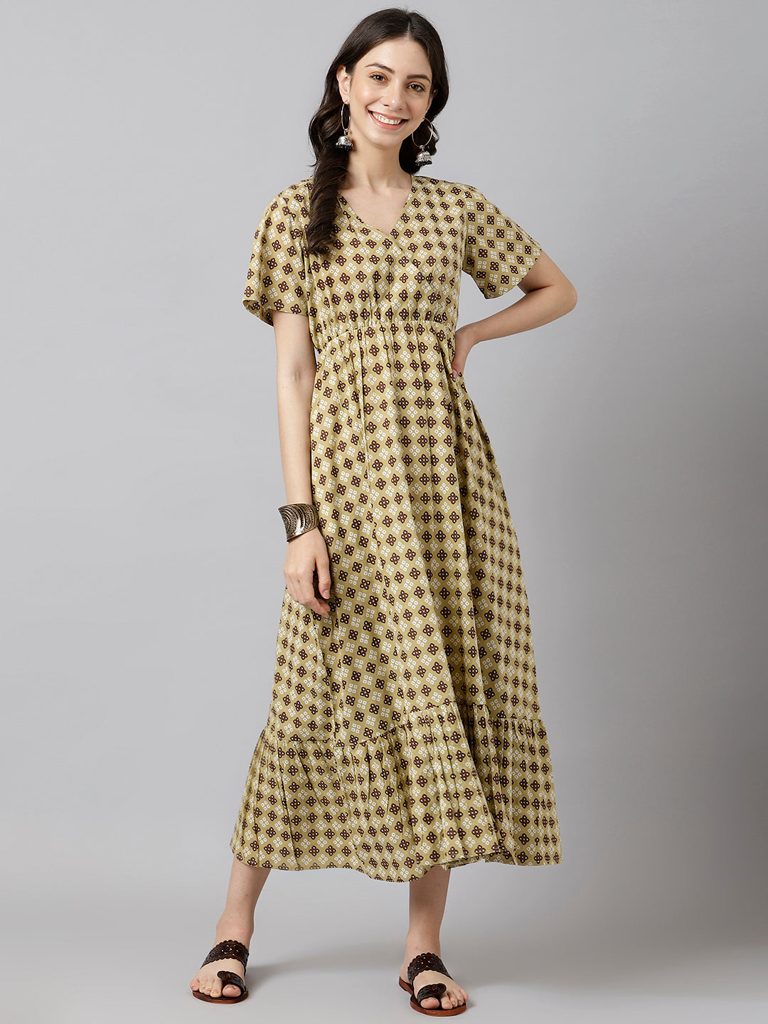 Printed Cotton Fit & Flare Dress