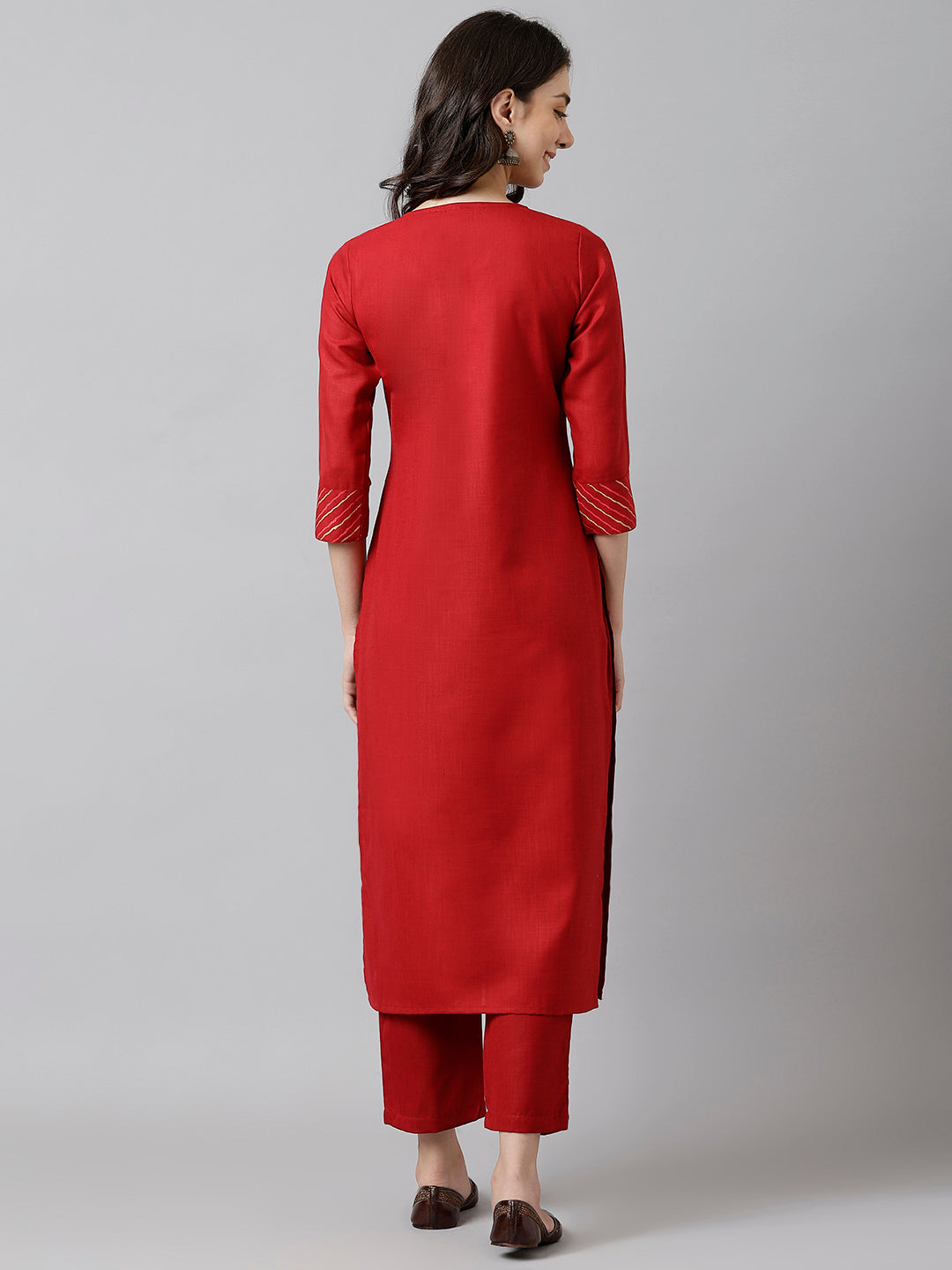 Maroon Solid A-Line Kurta