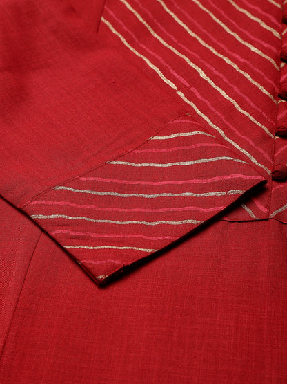 Maroon Solid A-Line Kurta