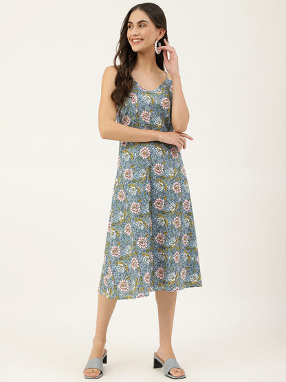 Strapy Floral Cotton Dress