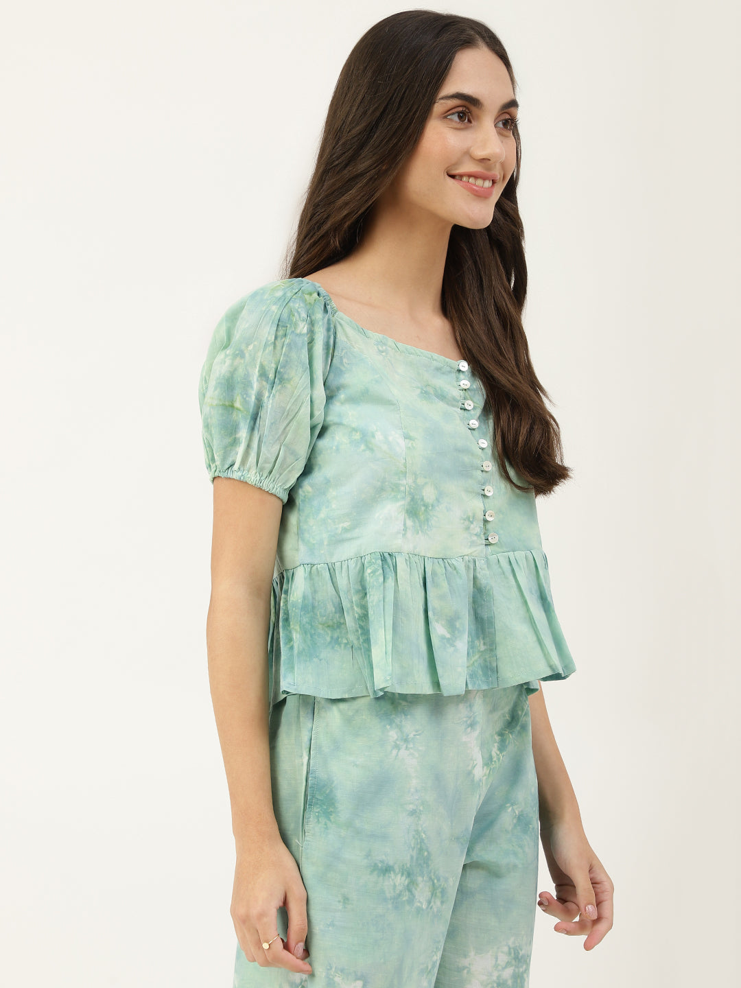 Green Tie-Dye Empire Top