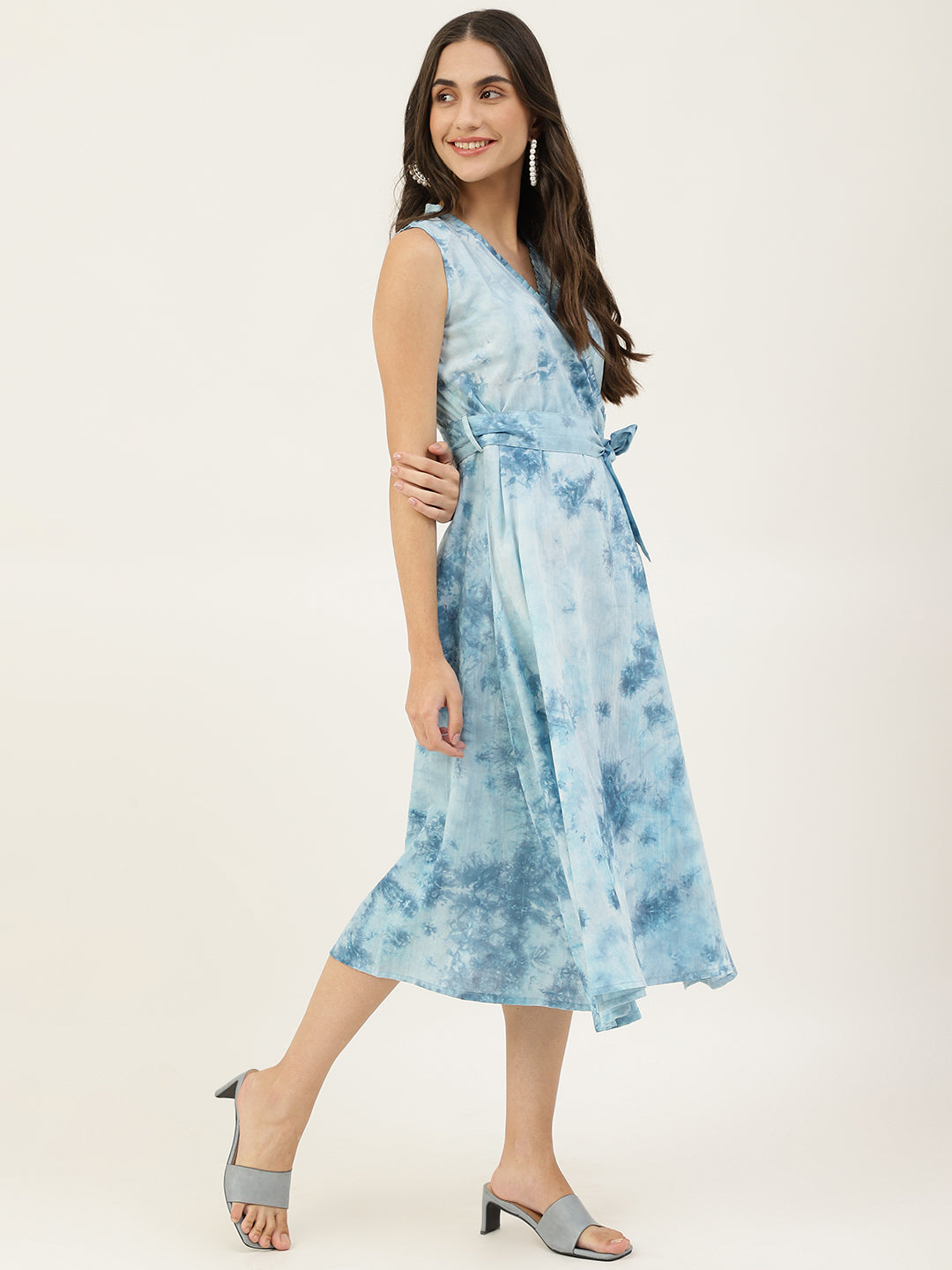 Tie-Dye Blue Wrap Dress