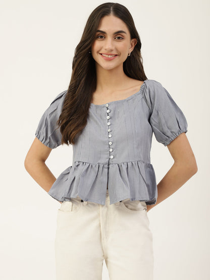 Blue Handloom Top