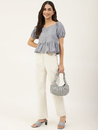 Blue Handloom Top