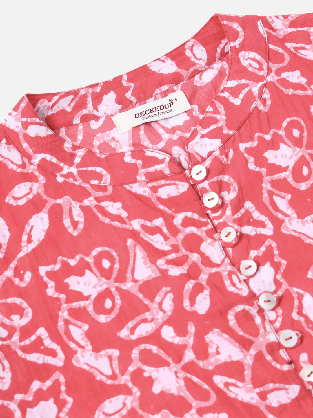 Cotton Pink Floral Printed Flared Top