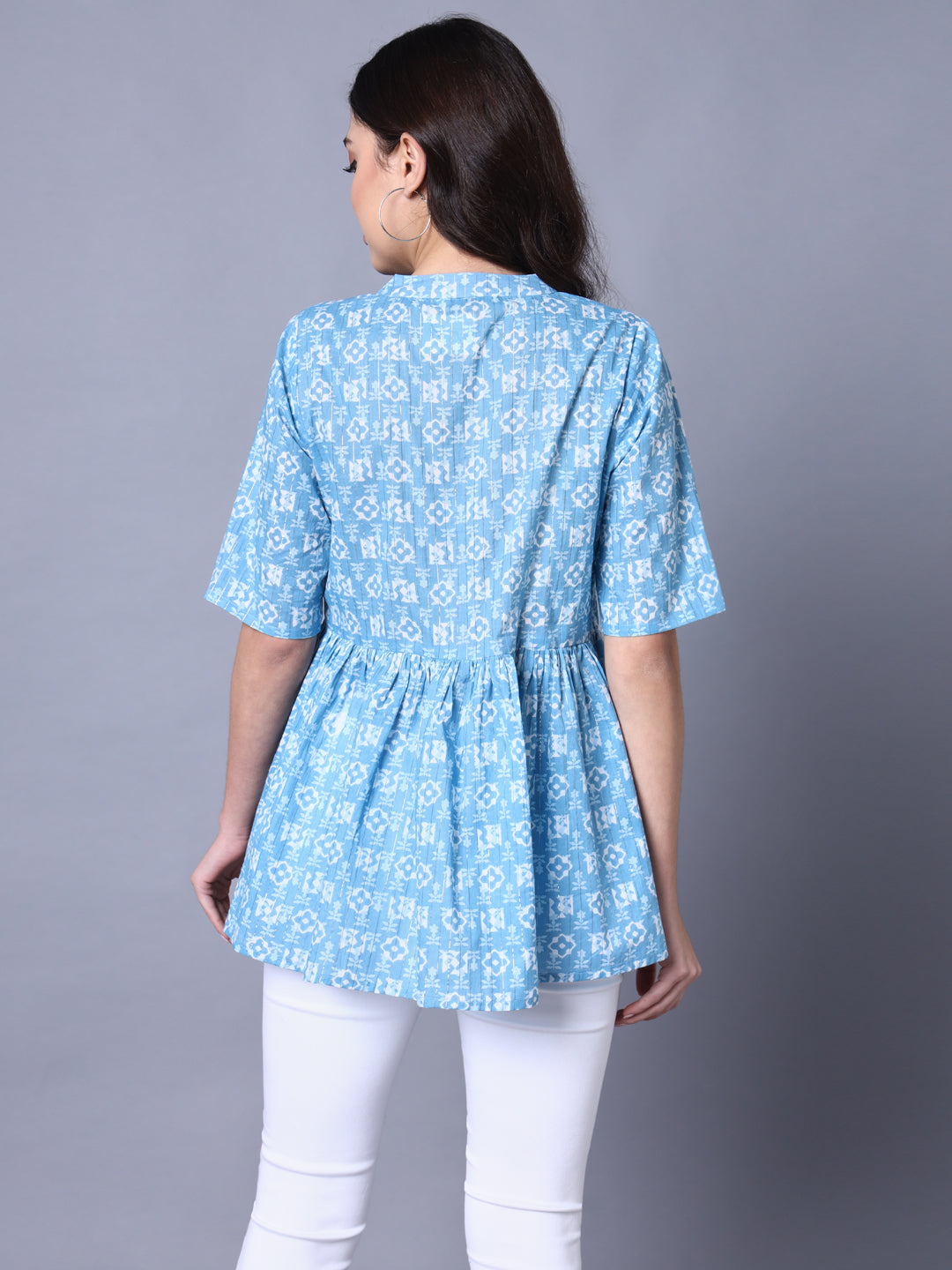 Cotton Lurex Printed Flared Top