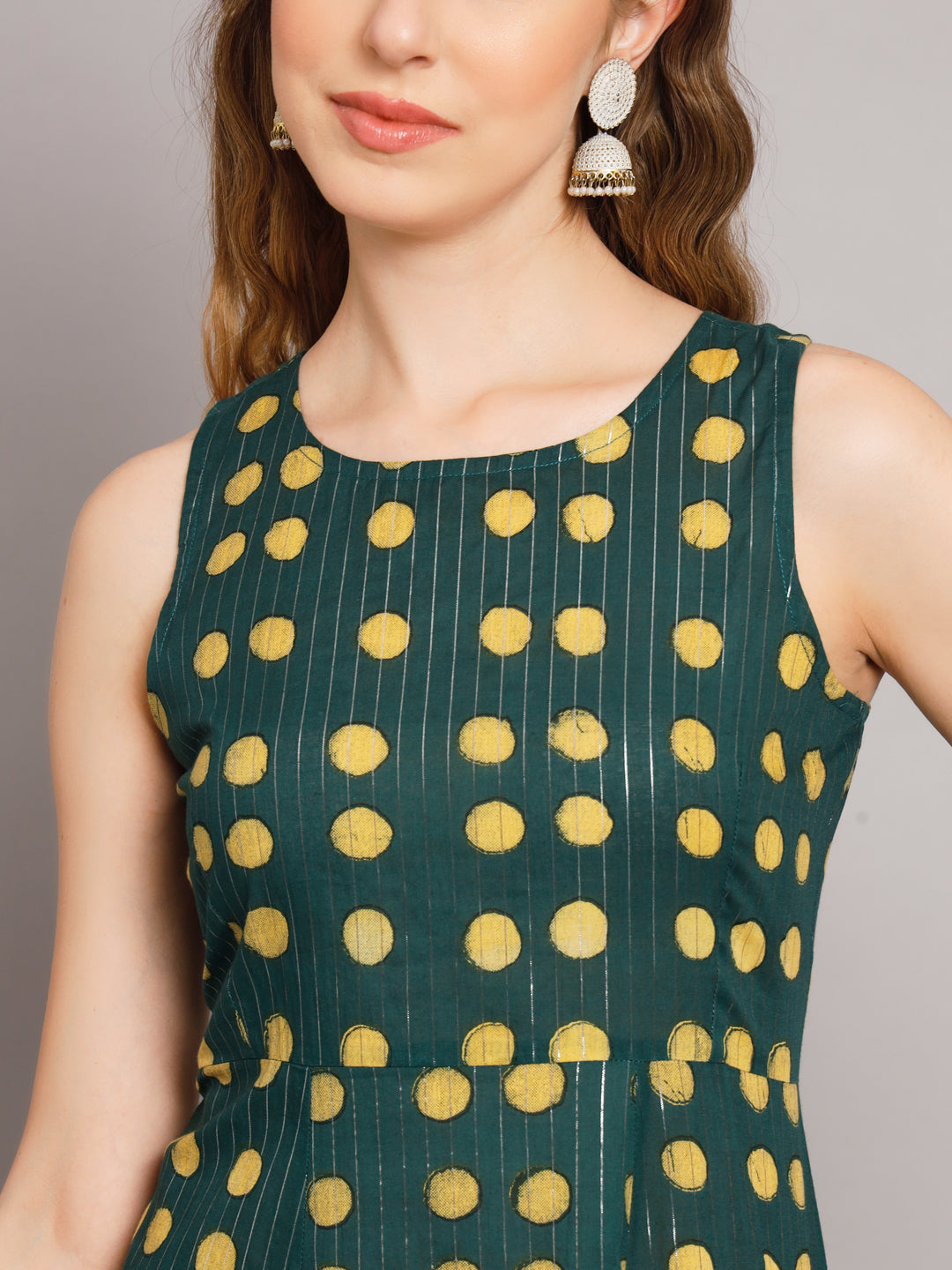 Green Polka Dot A-Line Pocket Dress