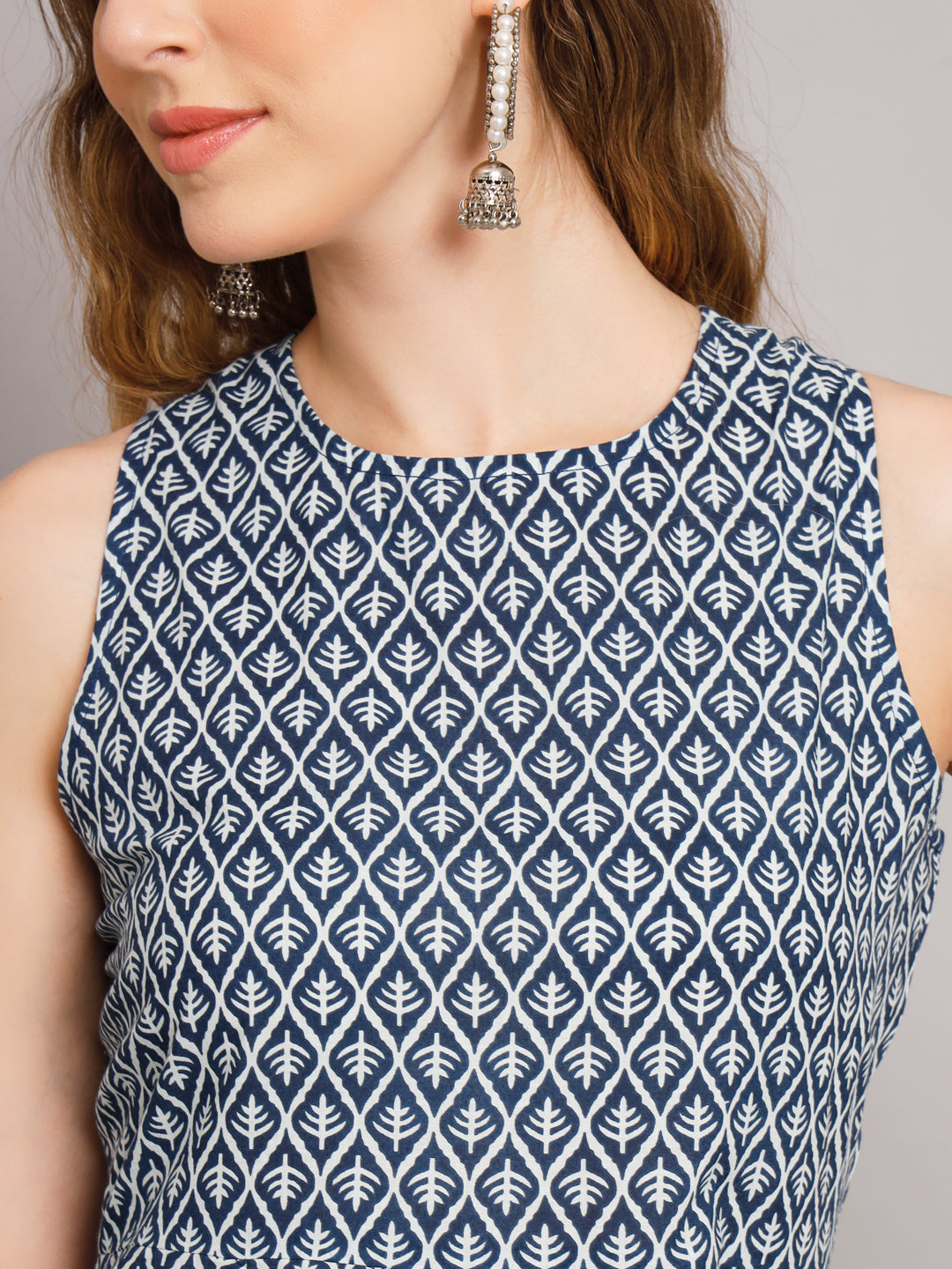 Grey Printed A-Line Pocket Dress