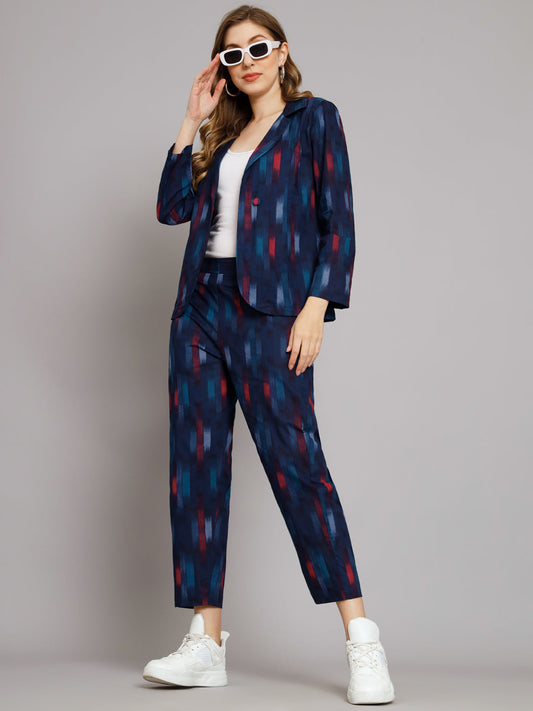 Blue Ikat Blazer Trouser Co-Ord Set