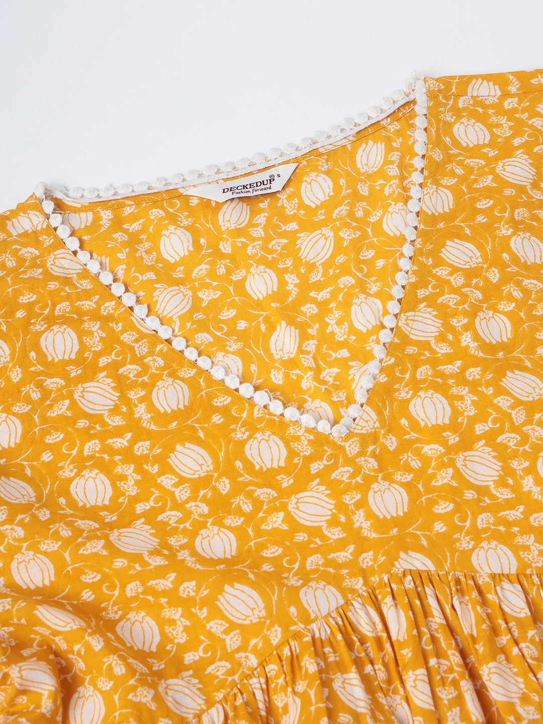 Yellow Floral Print Empire Top