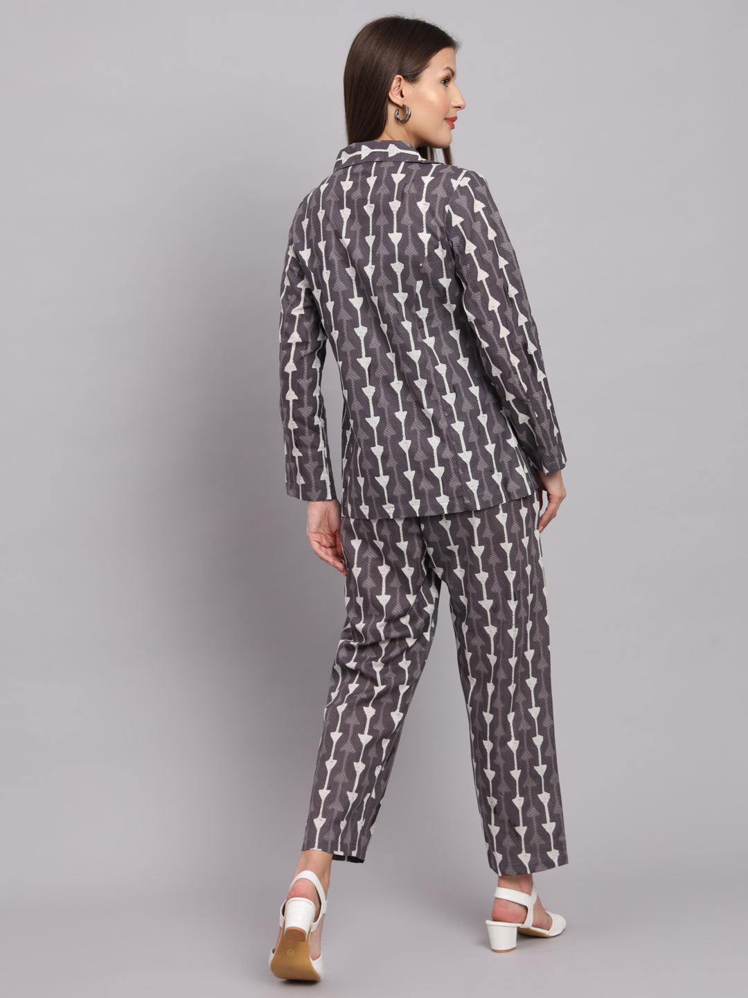 Grey Cotton Print Co-Ord Set
