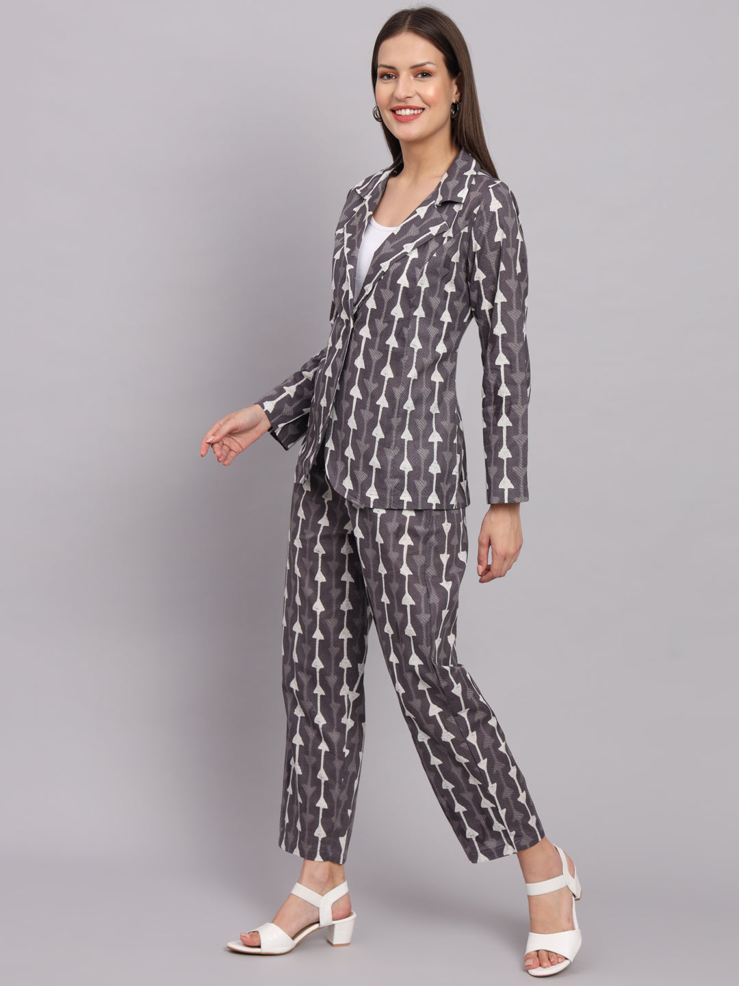 Grey Cotton Print Co-Ord Set