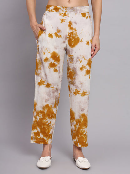 White Mustard Shaded Cotton Top & Pant  Co-Ord Set