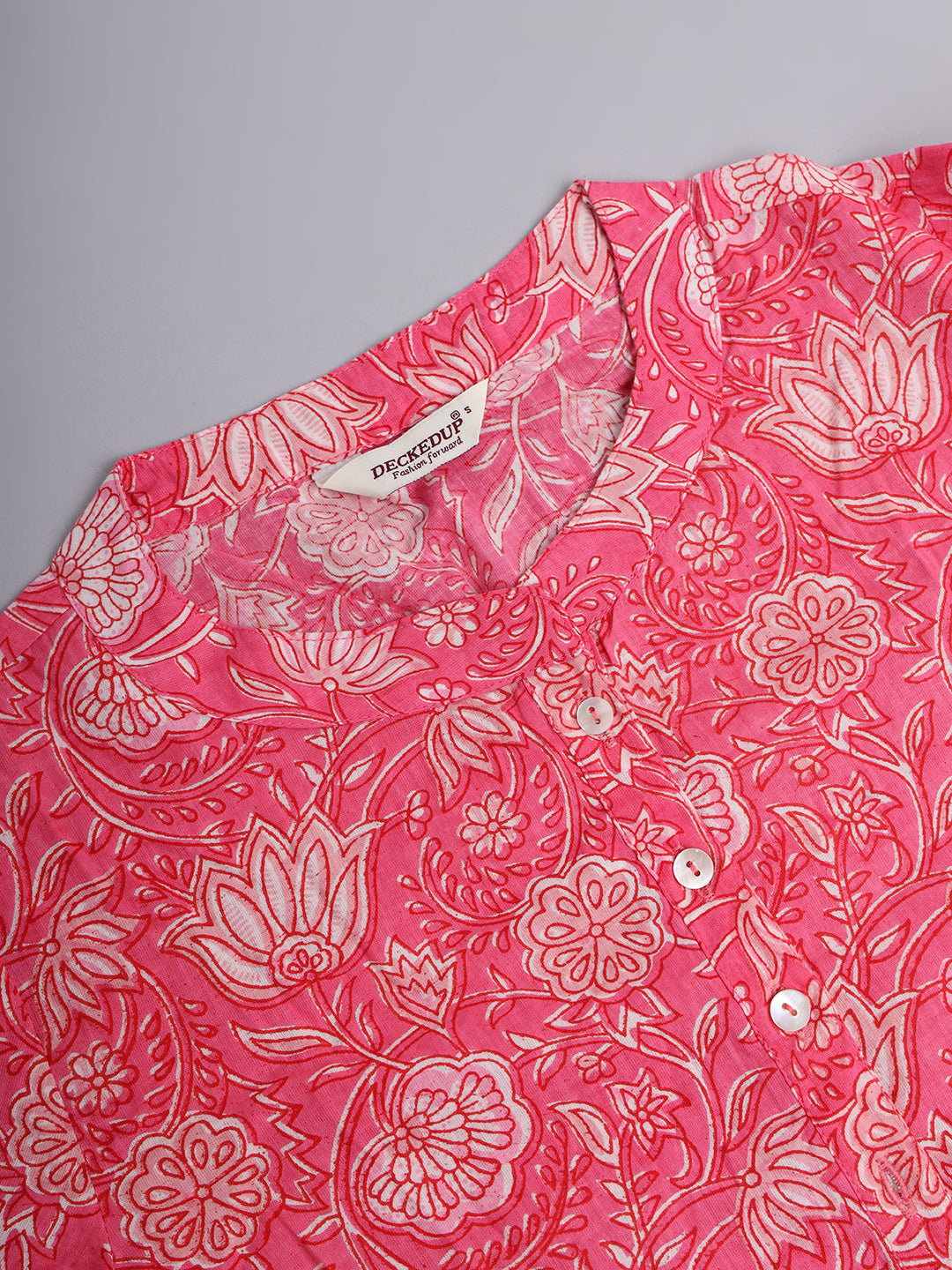 Pink Indian Print Cotton Shirt & Pant Co-Ord Set