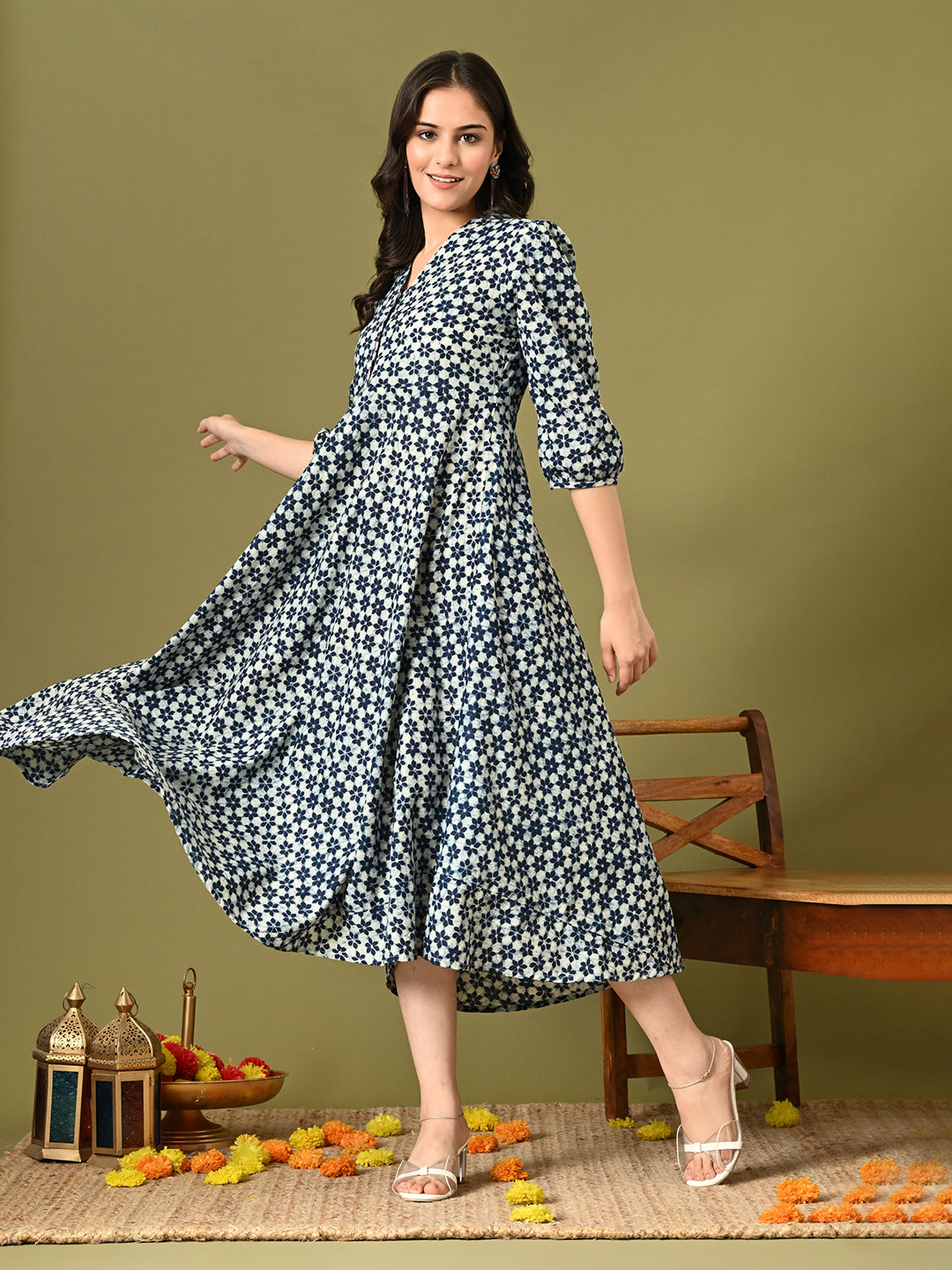 Ocean Flared Pocket Dress