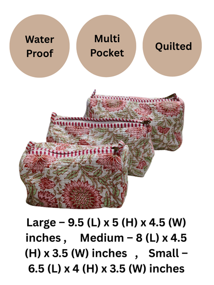 Pink Magnolia 3 Pc Pouch Set