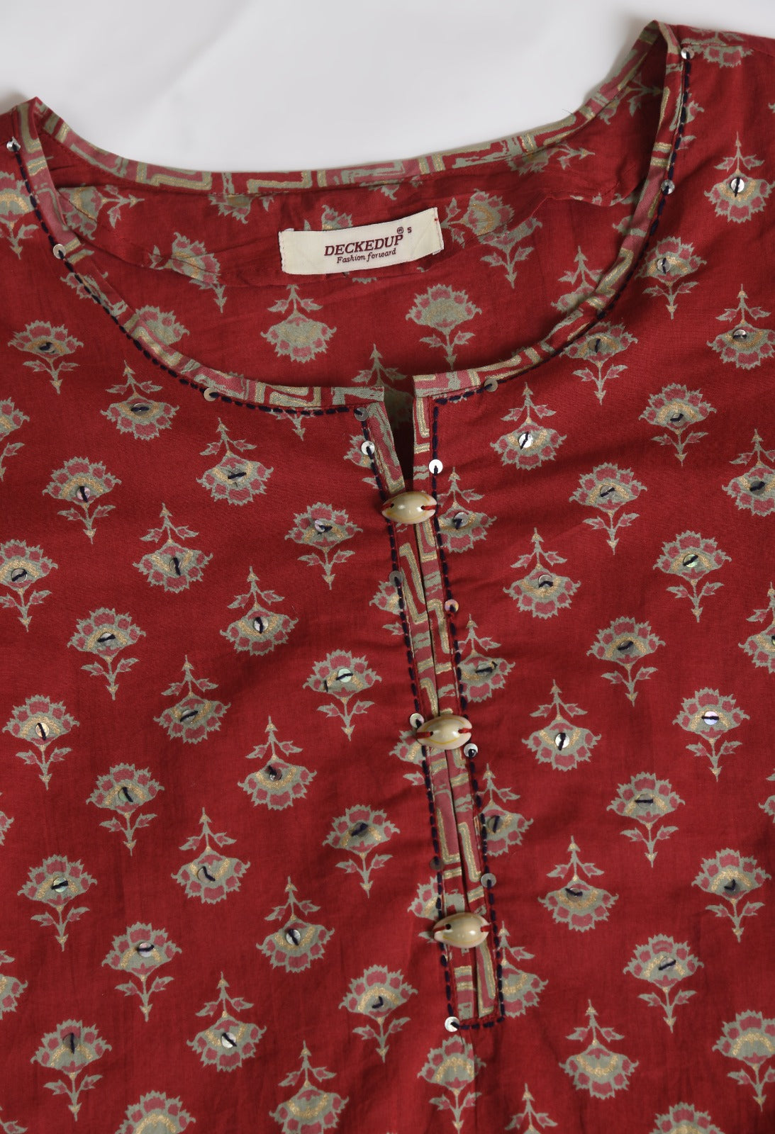 Red Floral Cotton Kurta