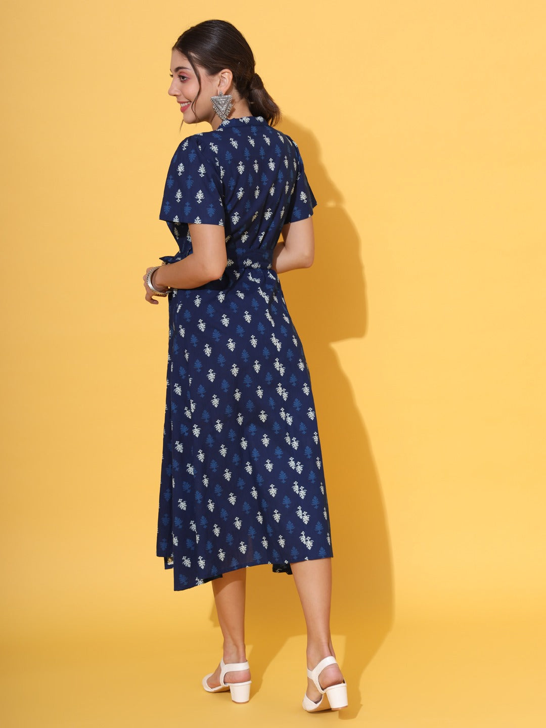 A-line Indigo Wrap Dress