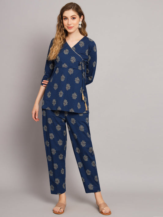 Blue Angrakha Style Co-Ord Set