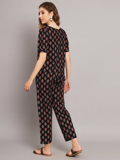 Black Ethnic Motif Co-Ord Set