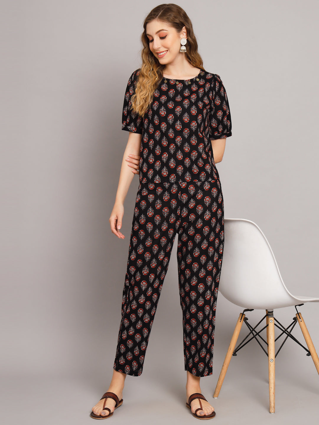 Black Ethnic Motif Co-Ord Set