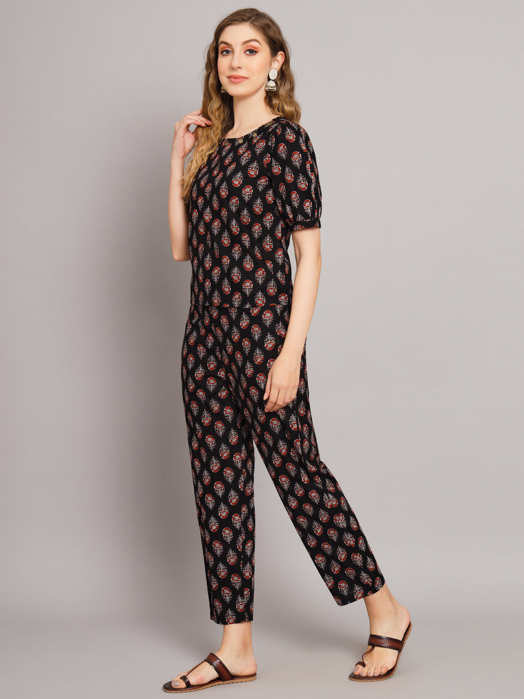 Black Ethnic Motif Co-Ord Set