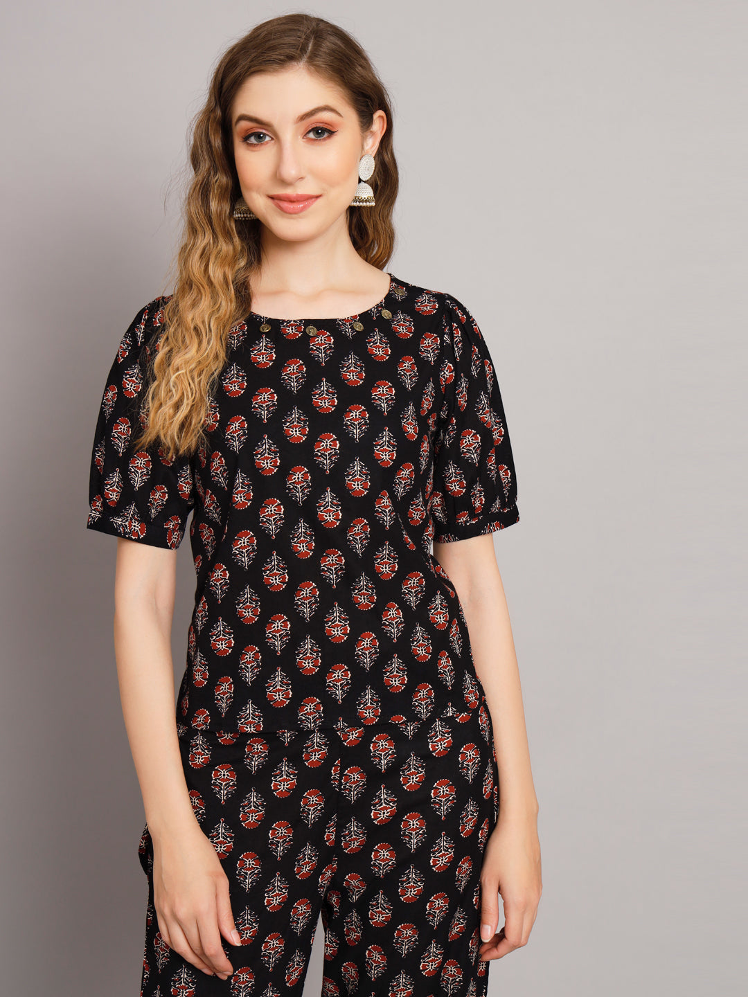 Black Ethnic Motif Co-Ord Set
