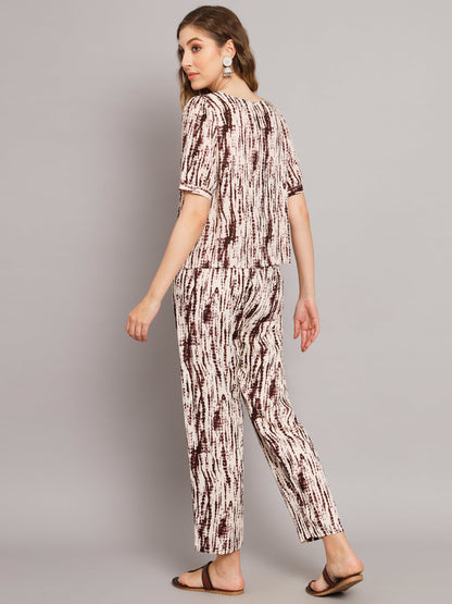 Beautiful Brown Tie & Die Print Cotton Co-Ord Set