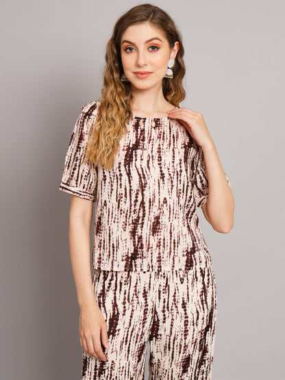 Beautiful Brown Tie & Die Print Cotton Co-Ord Set